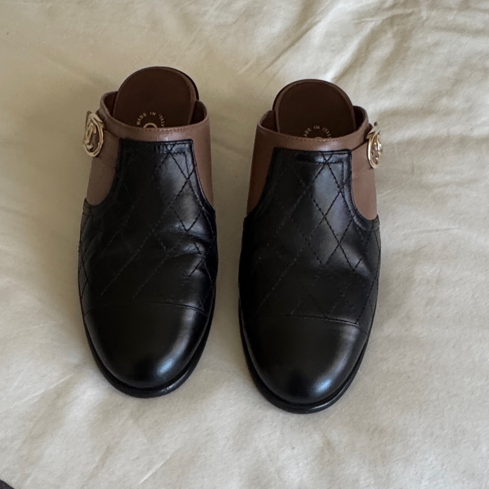 CHANEL Black and Brown Quilted Oxfords